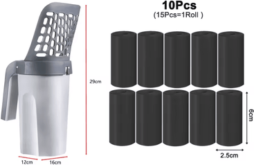 Inspire Curations CleanScoop Litter Scoop With Waste Bag Dispenser with 10rolls Of Garb