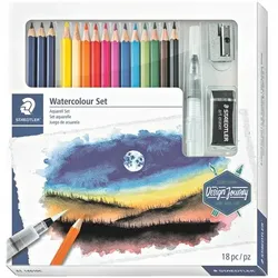 Staedtler 12er-Pack wasservermalbare Buntstifte Design Journey inkl. 3 wasservermalbarer B