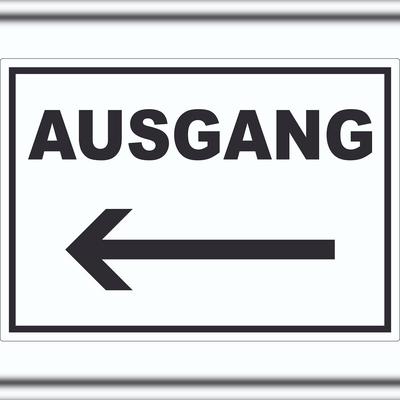 HB-Druck Ausgang Pfeil links Aufkleber A5 (148x210mm)
