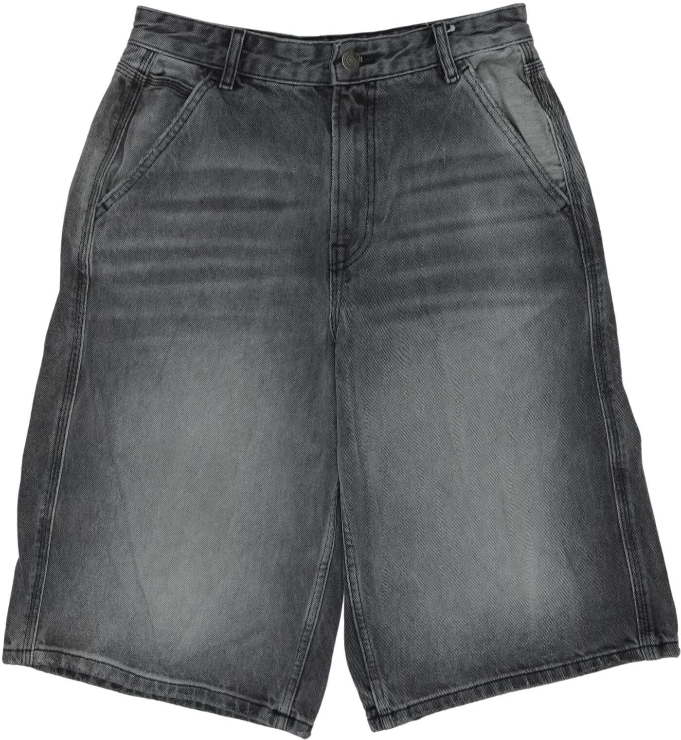 bershka Herren Jeans, Grau, Gr. W28, Baumwolle - Second Hand