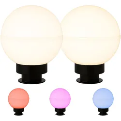 Smart LED Außen Kugel Stecklampe Kugelleuchte Erdspieß, Sprach App Steuerung RGB Farbwechsel, Kabel 5m, 5W 470lm warmweiß-kaltweiß, DxH 20x51 cm, 2er Set