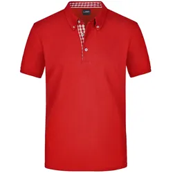Polo-Shirt Plain "JN964" - 3XL - red/red-white