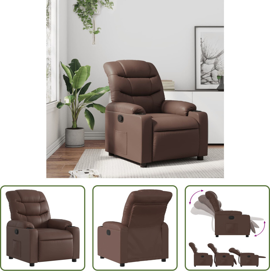 De Living Store relaxfauteuil, bruin, kunstleer