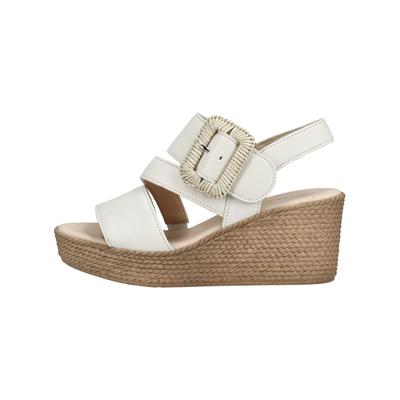 Keilsandalette GABOR "Gabor Sandalen Glattleder", Damen, Gr. 40, Leder, weiß, Glattleder, Schuhe