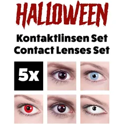 Metamorph, Farbige Linsen, 5 Paar Farbige Halloween Karneval Kontaktlinsen (weiss)