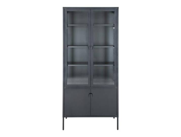 möbelando Standvitrine >Brisbane< in Schwarz, Metall - 80x180x35cm (BxHxT)