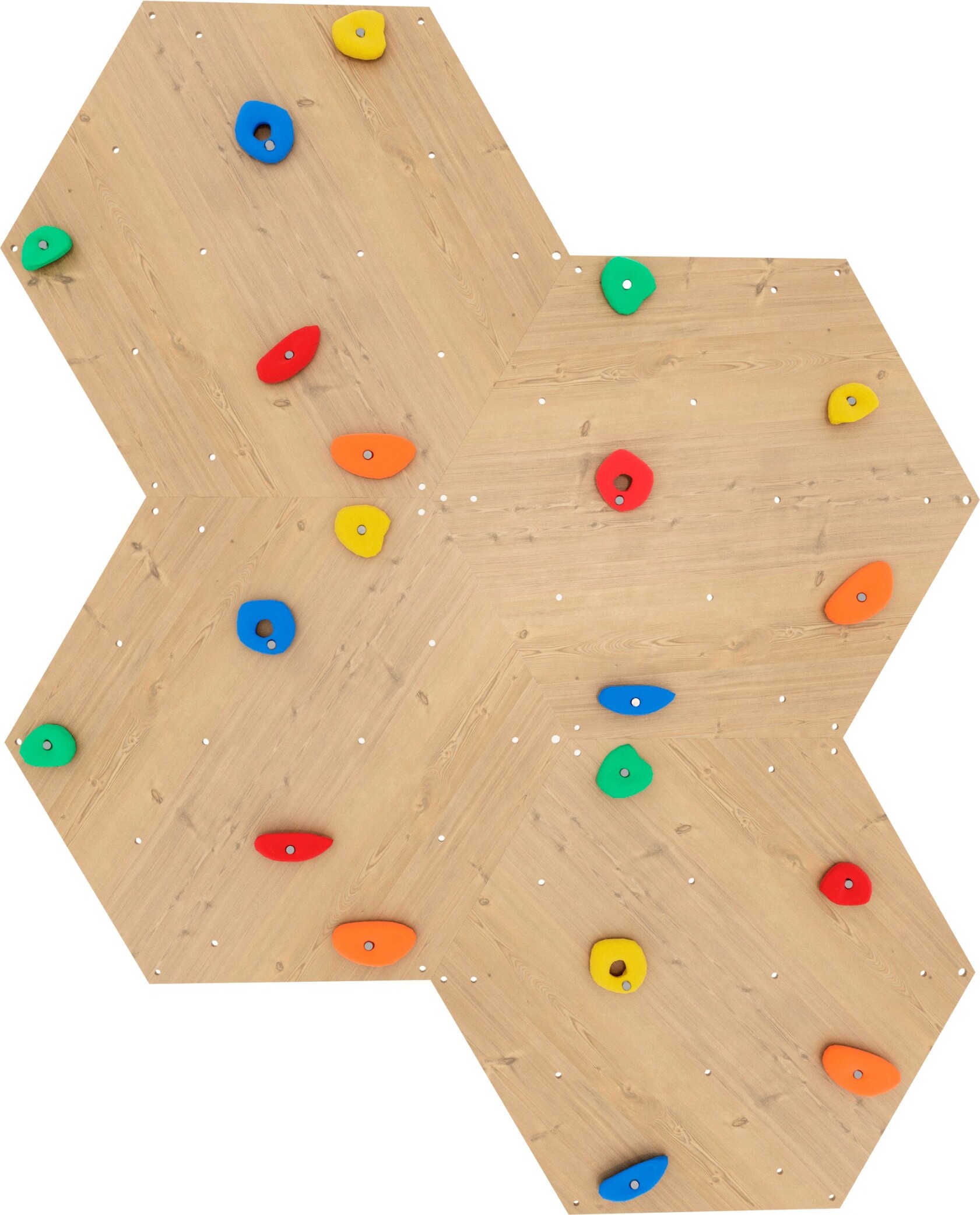 Würfel Kletterwand 4x Holz mit farbigen Griffen
