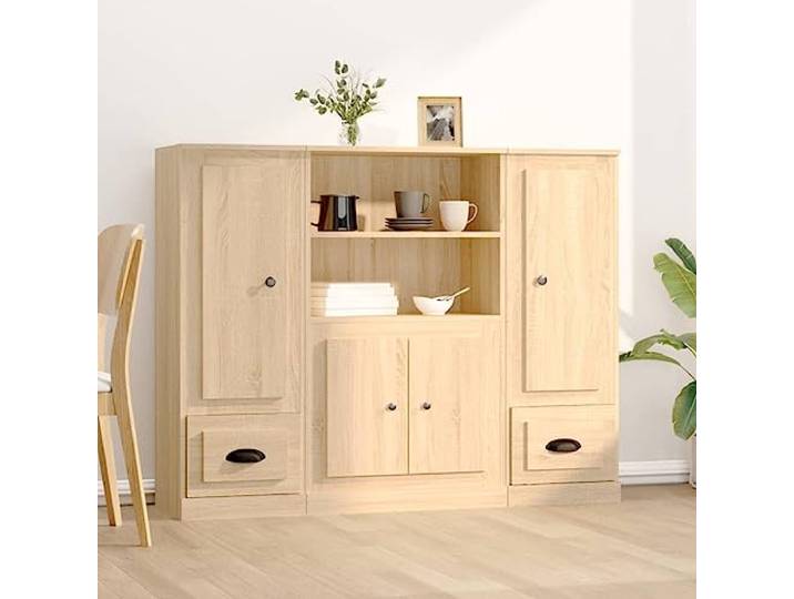 HEFZGDB Weiße Highboards aus Holzwerkstoff mit viel Stauraum für die Einrichtung, stilvolle Highboards 3 STK. mit zeitlosem Design als praktischer Schrank