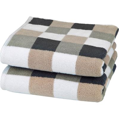 Handtücher ROSS "Würfelfond", grau (anthrazit, flanell, cappuccino, weiß), B:50cm L:100cm, Frottier, Baumwolle, Handtücher, 100% Baumwolle