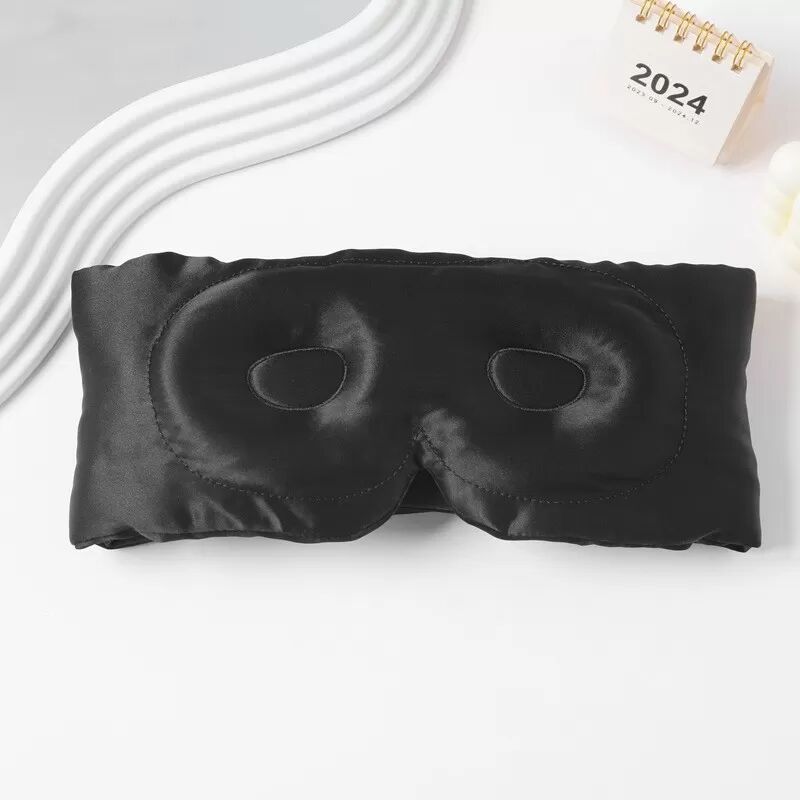 INF Masque de sommeil en soie double face pour le sommeil et le voyage Le noir