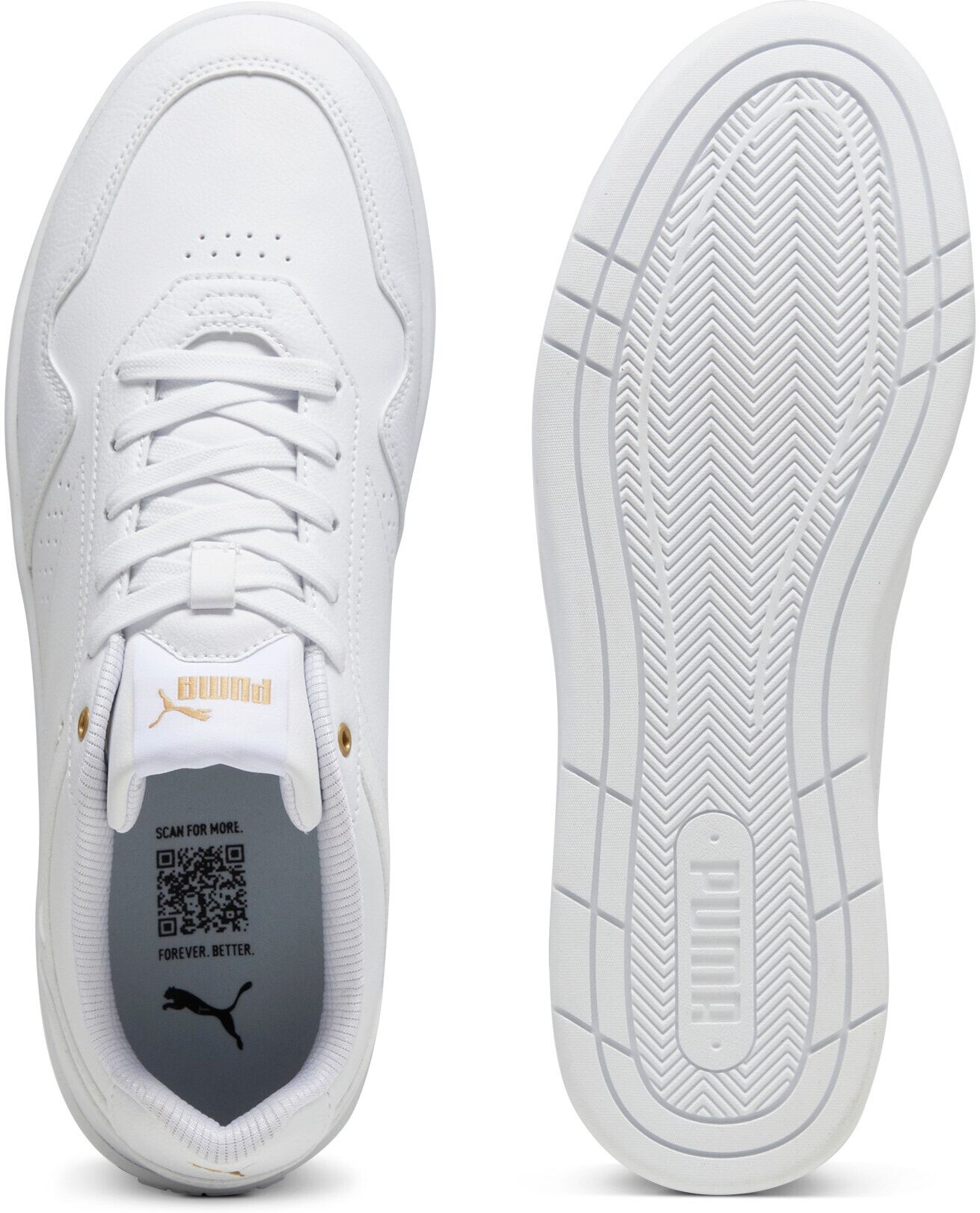 Sneaker PUMA "COURT CLASSIC", Damen, Gr. 39, Textil, weiss (puma weiß, puma gold), Synthetik, Schuhe Sneaker, für sportliche Einsätze, mit Gummi-Laufsohle, mit Schnürverschluss puma weiß, puma gold 39, Textil