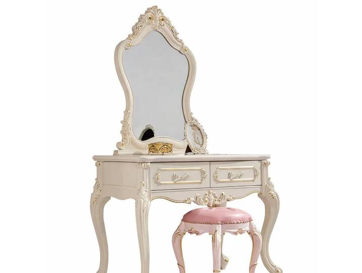 JVmoebel Schminktisch Klassischer Stilvolle Schminktisch mit Eleganter Hocker Sofort (2-St), Made in Europa