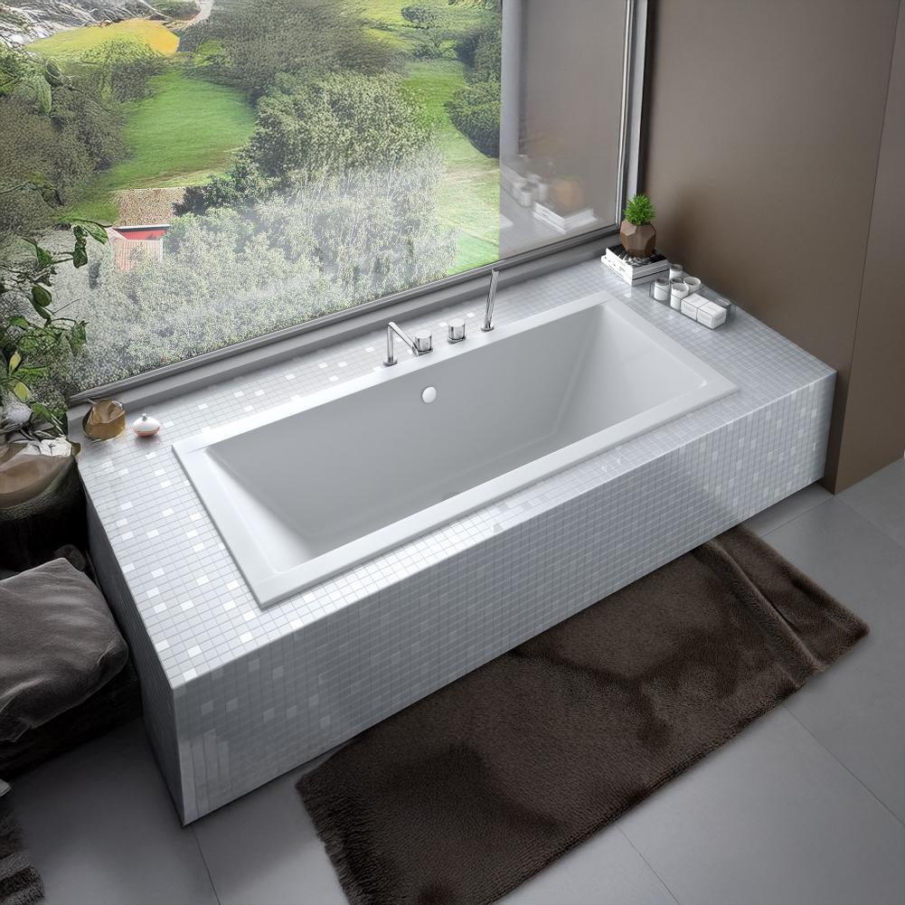 BADLAND Badewanne Rechteck Quadro SLIM 180x80 Rand 15mm mit Ablaufgarnitur, Füßen und Styroporverkleidung GRATIS