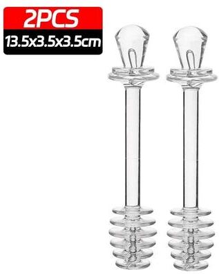 Inspired Living CrystalClear Glass Honey Stirrer & Coffee Mixing Stick a 2pcs