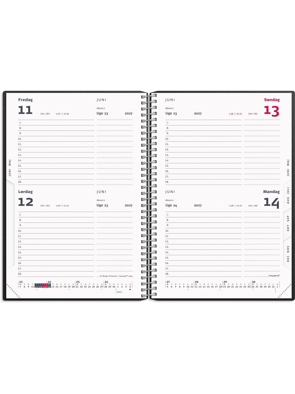 Mayland 2-dages-kalender sort PP-plast 2027