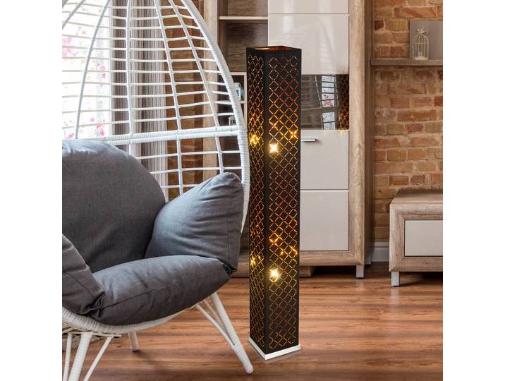Globo Stehlampe Clarke, schwarz, für Wohn- / Esszimmer, Metall, Stehlampe