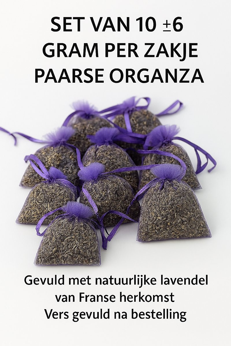 @ Lu's Today Basic Geur Essentials Lavendel Geurzakjes - 10 stuks - 6 g - Puur en onbewerkt - Tegen motten en zilvervisjes - Provence - Organza