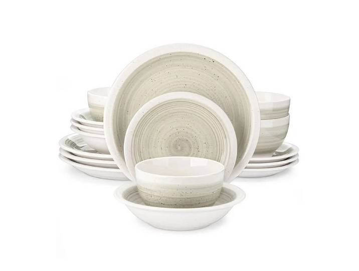 Quality Elegance Geschirr-Set Steingut Tafelservice 16-teilig – Teller & Schalen Set für 4 Personen (16-tlg), 4 Personen, Steingut
