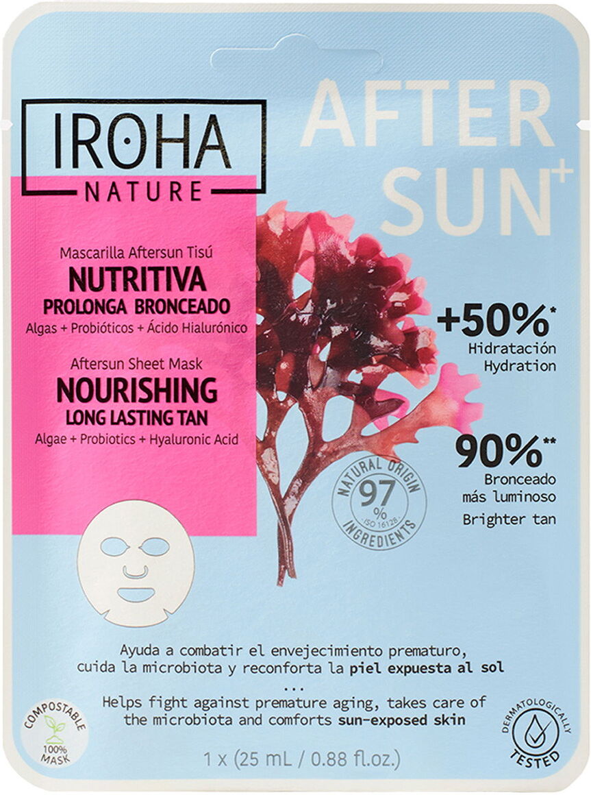 25ml IROHA nature Aftersun Sheet Mask Nourishing Long Lasting Tan (1 Stück)
