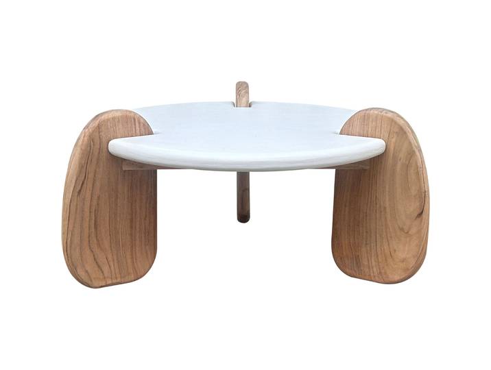 Salontisch Putza weiss/natur MDF/Akazienholz Massivholz B 80 T 80 cm