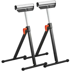 VEVOR 2er-Set Rollenbock, 61 kg Tragkraft, höhenverstellbar 68-108 cm,kappbarer Rollenständer mit 292,1 mm poliertem Stahlrollenkopf, Arbeitsbock für Tischkreissägen-Auslauf, Verlängerungsstütze