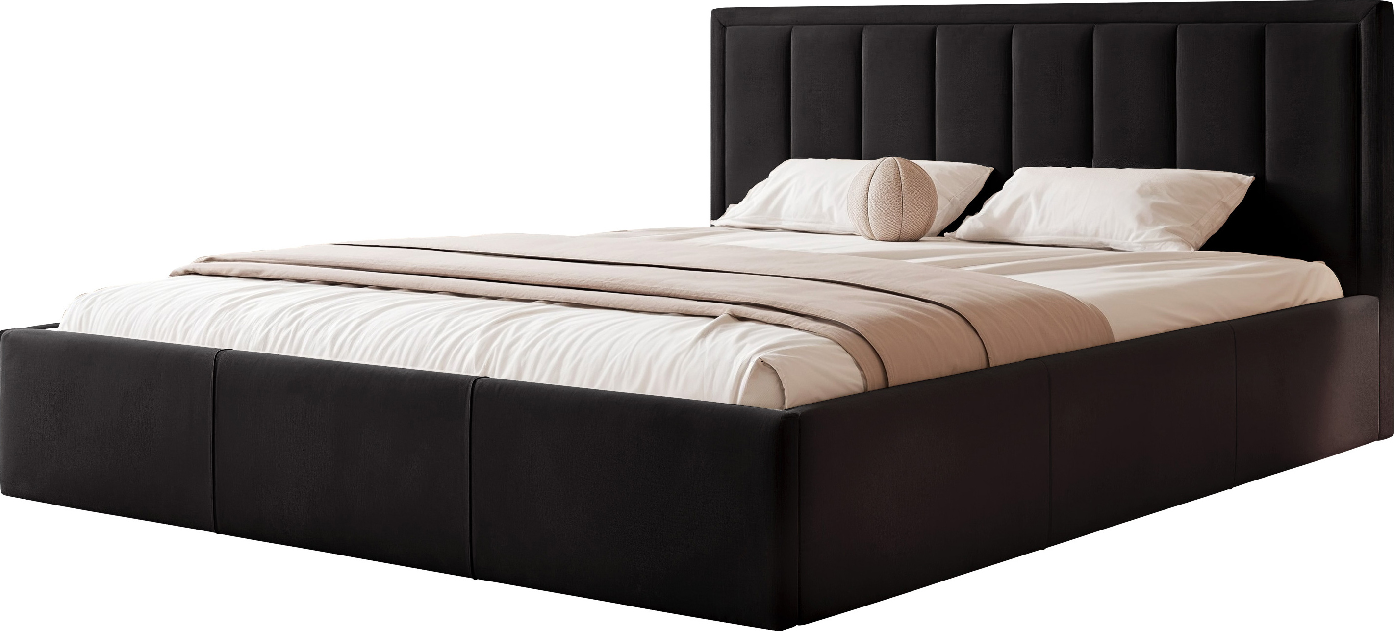 Polsterbett MOON 80x200 mit Holzlattenrost - Bequemes Bett - Schwarz