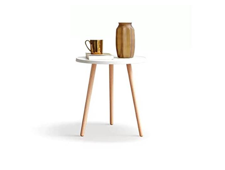 ksjdieunf Couchtisch Runder Tisch aus Holz, Schmiedeeisen, Beistelltisch, Sofa, nordische Wohnzimmerecke, weißer Desktop, Kleiner Couchtisch Tische for Wohnzimmer
