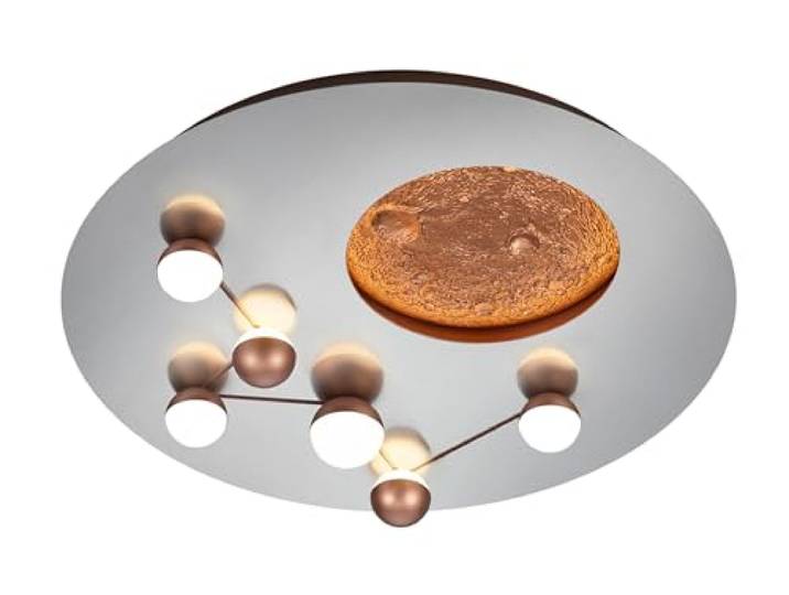 TRIO Plafonnier LED Zodiac 644810107\, Métal Nickel mat\, avec LED 42 Watt\, Interrupteur variateur
