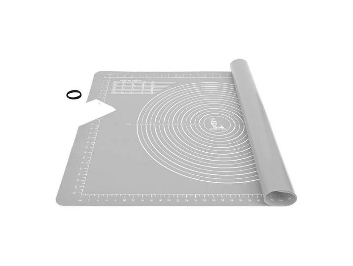LuxusKollektion Backmatte Backmatte Silikon Ausrollmatte XL Teigschneider Grau 80 x 60 cm, Kunststoff