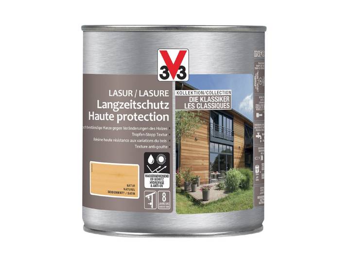 V33 Holzlasur langzeitschutz H2O Natur 750 ml
