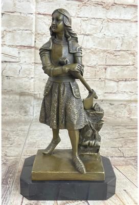 Bronzhaus Art Deco Joan Of Arc Bronze Sculpture Hot Cast Marble Base Figurine Figure Decor