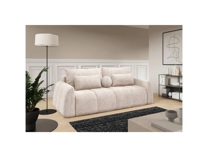 Livetastic Schlafsofa Geronimo, Beige, Kunststoff, 3-Sitzer, Füllung: Polyurethan (Pur), Silikon,Polyurethan (Pur), Silikon,Polyurethan (Pur), Silikon, 252x93x167 cm, Made in EU, Wohnzimmer, Sofas & Couches, Schlafsofas, Schlafsofas mit Bettkasten