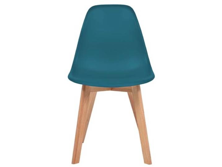 POUFGDR Essstühle, 4 Stück, Türkis, Kunststoff Ergonomischer Sitz, gebogene Rückenlehne, Füße aus Massivholz, schmutzige Oberfläche, einfache Montage