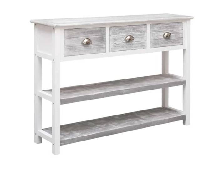 RJPLMFV Anrichte, grau, 108 x 30 x 76 cm, Holz, Paulownia, 3 Schubladen Langlebiges Pappelholz, 2 Regale, Aufbewahrung, Konsolentisch, vielseitig
