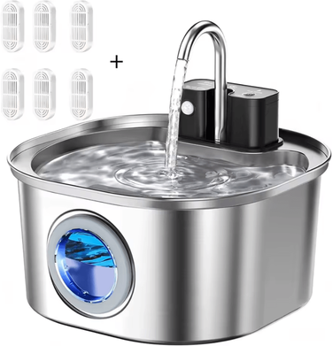 Inspire Curations Wireless Rechargeable Stainless Steel Cat Water Fountain 3L Sensor Activated Pet Water Dispenser pet Water 6chip