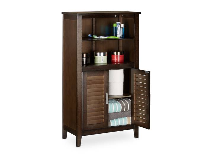 Badezimmerschrank dunkelbraun LAMELL Dunkelbraun-Silber