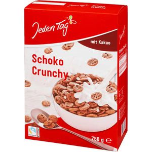 JedenTag Cornflakes Schoko Crunchy, 750 g, laktosefrei & vegan, mit Kakaopulver, aus Getreide
