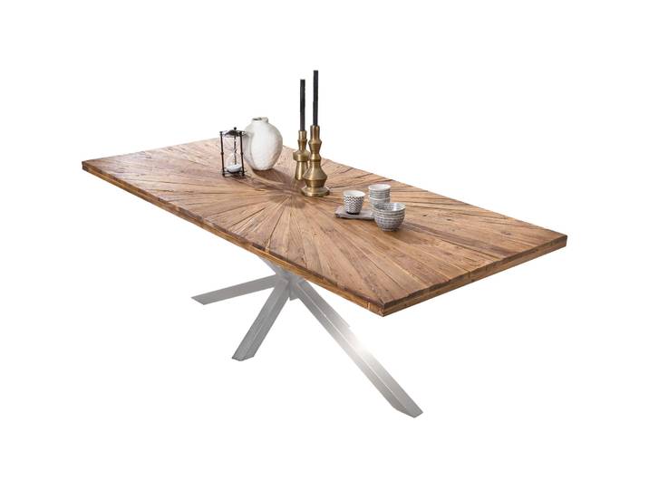 Esstisch Stella Teak, Metall natur Massivholz B 160 T 90 cm - Esstisch