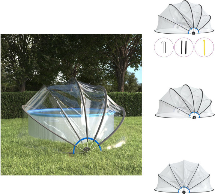 vidaXL Pool-Kuppel Rund 376x188 cm PVC - Poolabdeckungen & -unterlagen