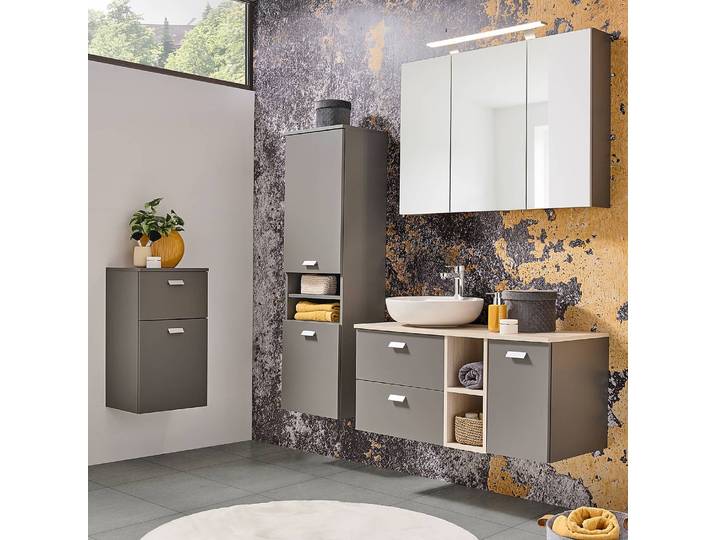 Armoire de toilette 100 x 76 x 16cm Gris Panneau aggloméré enduit 100 x 76 x 16cm