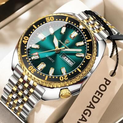 Uplifted Finds Poedagar Business Men Watch Waterproof Luminous Date Week gold Mint Blue