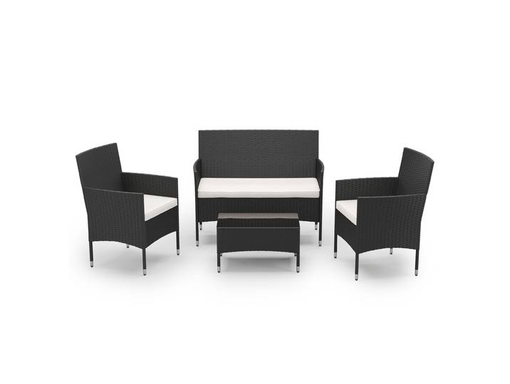 Gartenset Rattan MALIA schwarz/weiss
