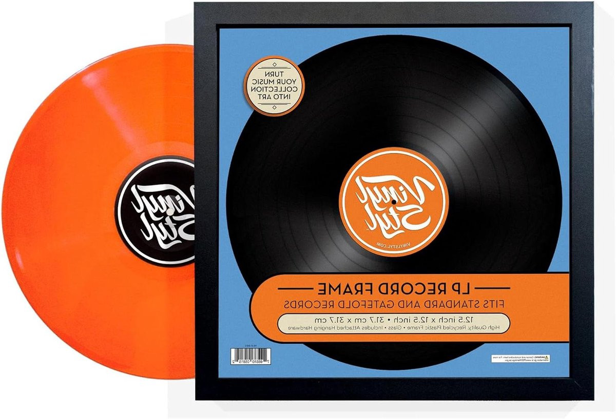 LP Album Frame Vinyl Record Frame Display Artwork van gerecycled plastic, Oranje, 31,75 x 31,75 cm