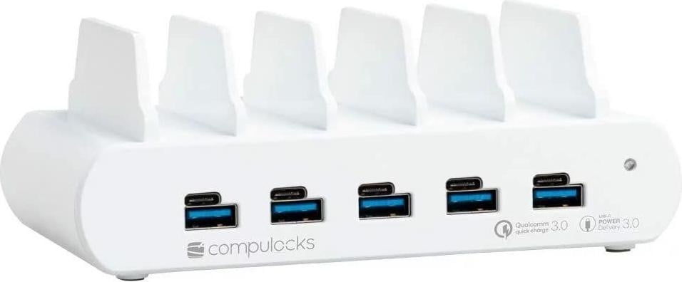 Compulocks 5-poorts USB-C en USB-A oplaadstation met EU-stekker, 150 Watt, 10 aansluitpunten