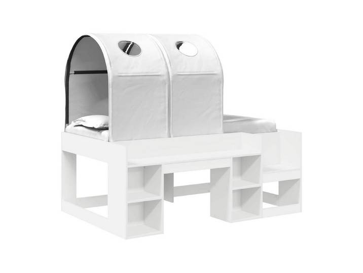vidaXL Bett Bett mit Tunnel mit Regal 3 stk. Weiß Holzwerkstoff (3-tlg)