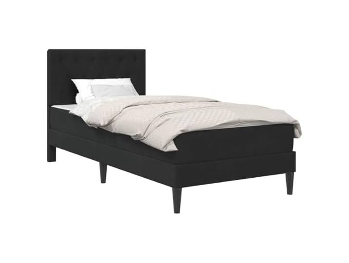 TUERYAFEK Samtbett Mit Matratze Schwarz 80x200 cm Mit Kopfteil, Stauraum unter Bett, Lattenrost inklusive, pflegeleicht