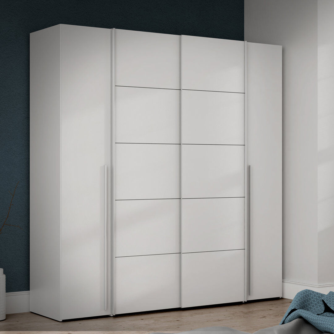 Zipcode Design Debarr 4 Door Wardrobe White 210cm H x 200.1cm W x 61.2cm D