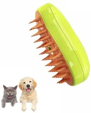 Uplift Treasures 3 In 1 Electric Steam Pet Spray Grooming Massage Comb green