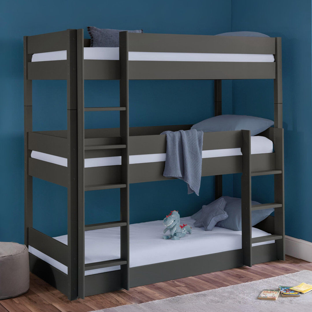 Mack + Milo Manila Bunk Bed with Built-in Ladder Included Anthracite UK Single - DE 90 x 190 cm
