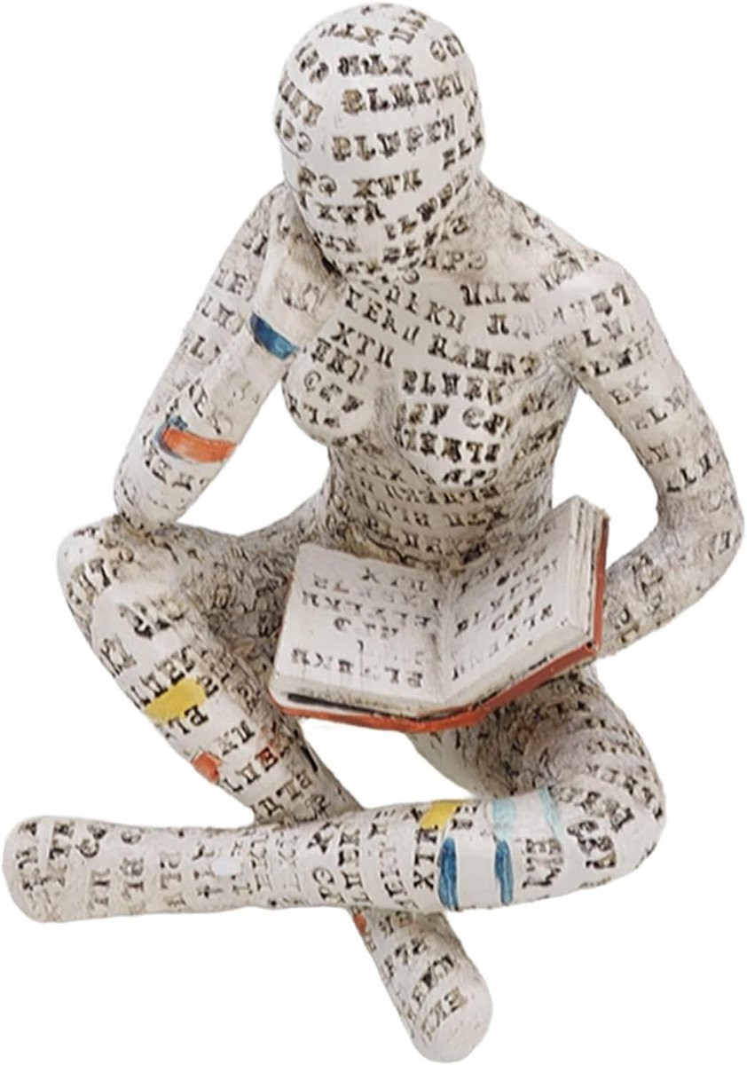 Abstracte Lezende Vrouw Sculptuur - Innovatief Vrouwelijk Beeldhouwwerk voor Decoratie van Kantoor, Studie en Boekenplank